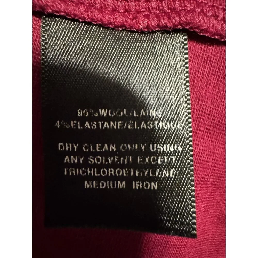 Lafayette 148 NY Burgundy Wine Stretch Wool Knit Top Long Sleeve Large